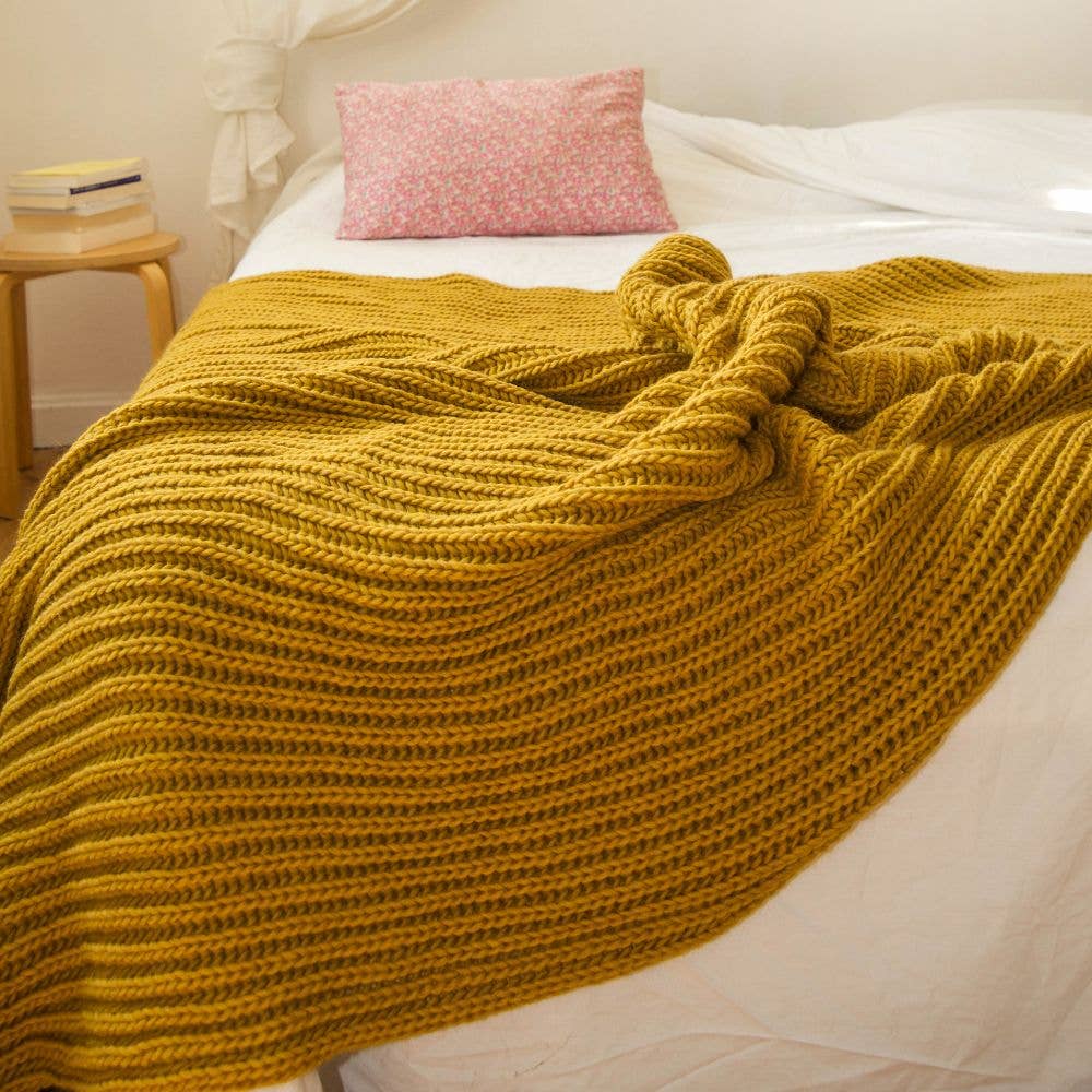 CANNES - Chunky-knit wool throw blanket