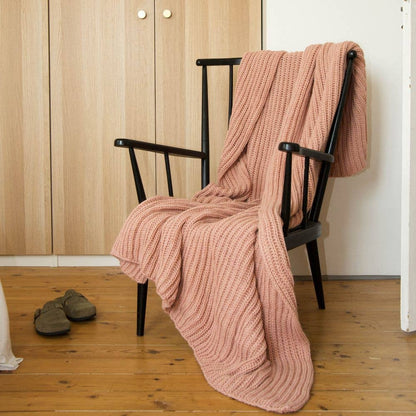 "Cannes" Chunky Knit Throw Blanket, Wool Blend