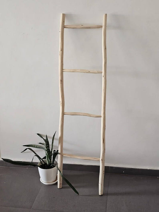 Decorative Wooden Ladder: A Chic Towel Storage Option