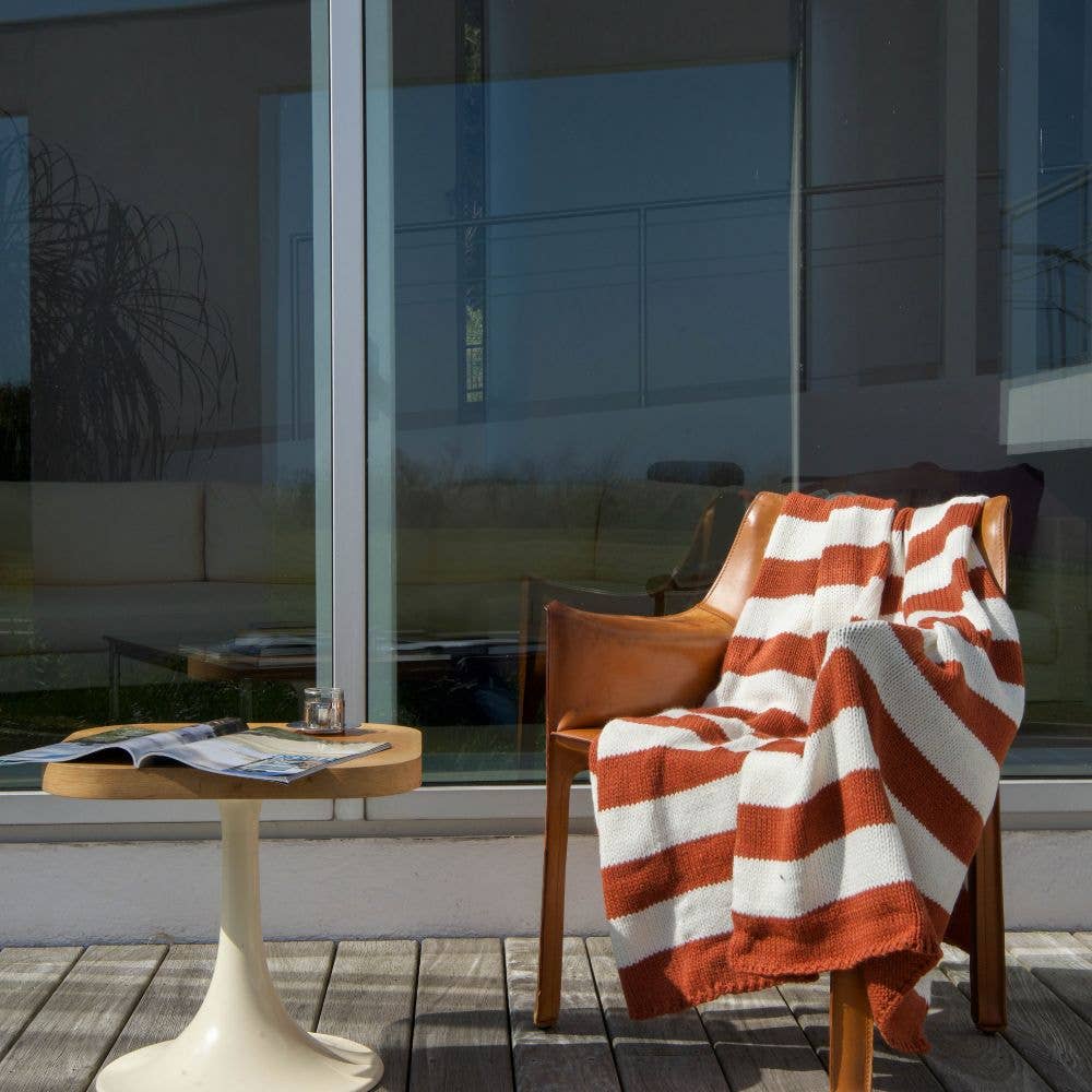 CARNAC - Striped wool plaid throw blanket