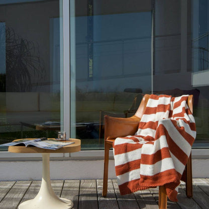 "Carnac" Striped Wool Blend Throw Blanket, France