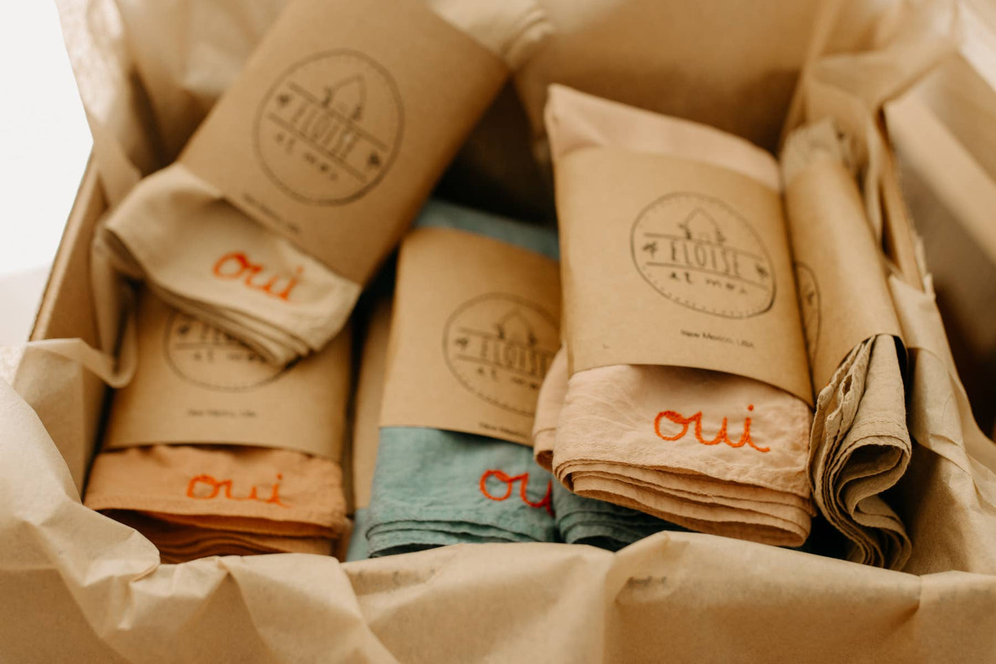 Hand embroidered hand dyed organic cotton bandana - Oui ban