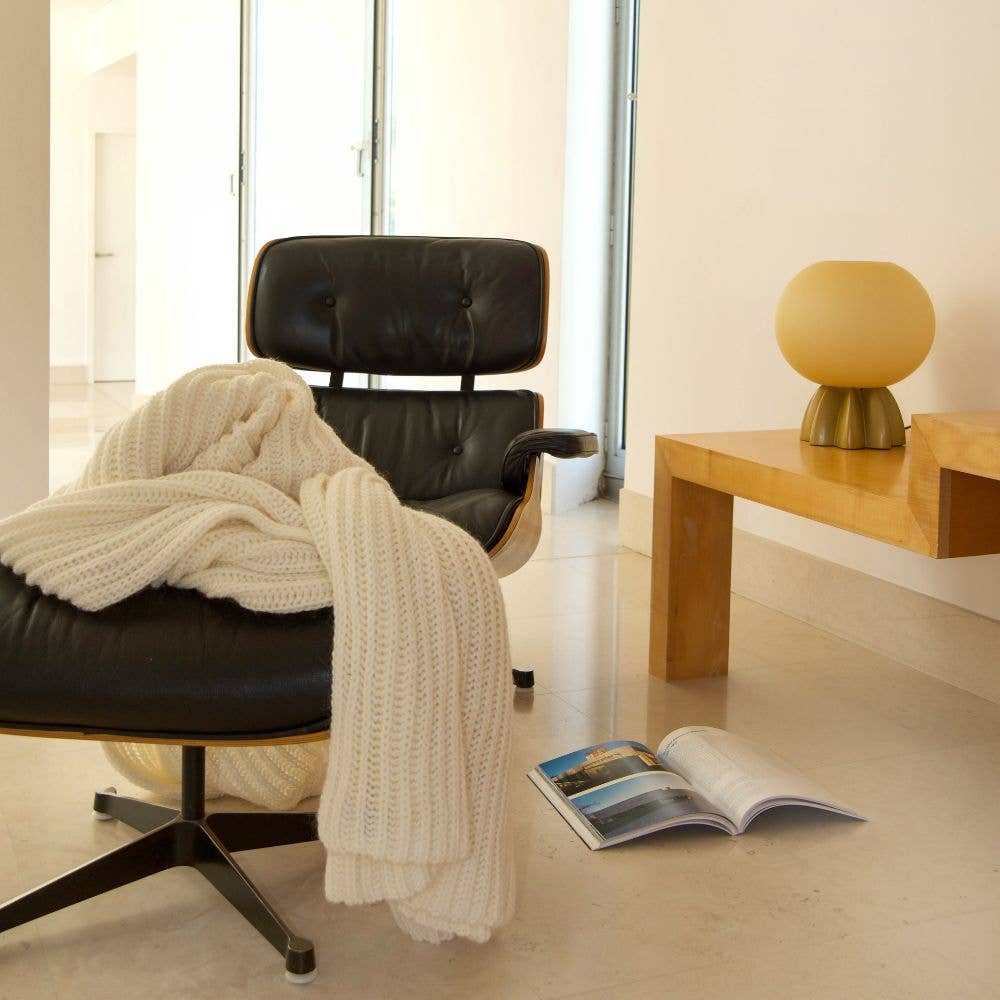 CANNES - Chunky-knit wool throw blanket