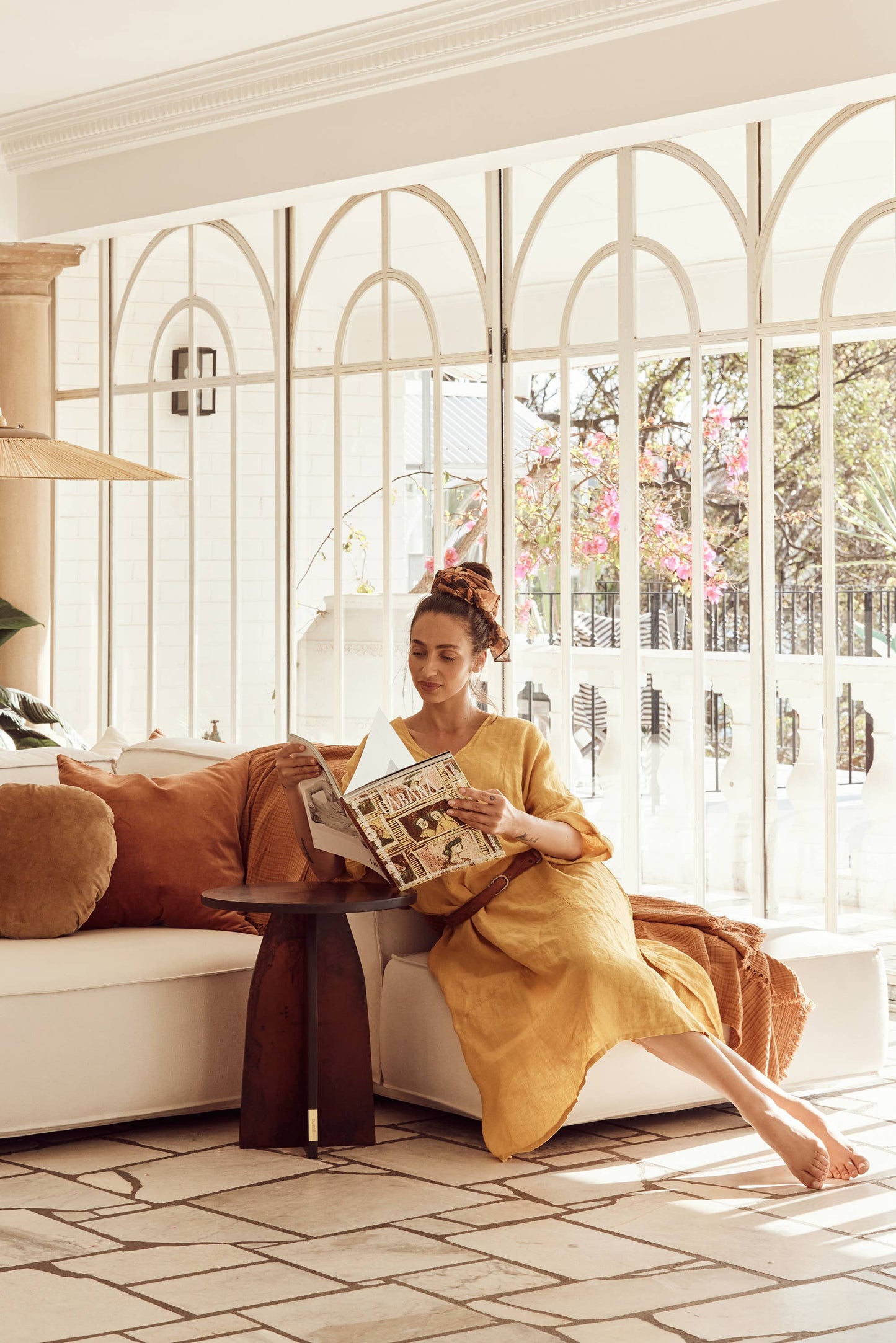 Linen/Velvet Square Pillow | Terracotta