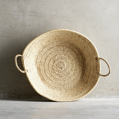 Moroccan Hand-Woven Flat Basket