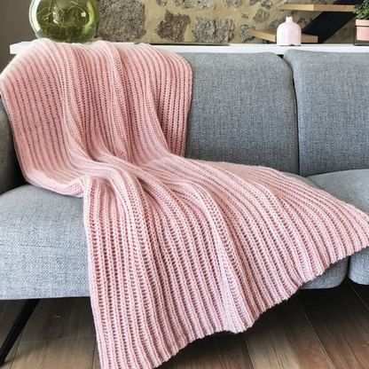 "Cannes" Chunky Knit Throw Blanket, Wool Blend