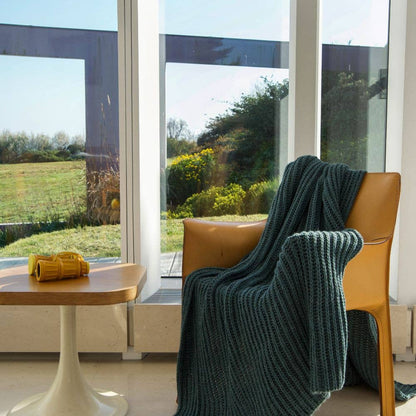 "Cannes" Chunky Knit Throw Blanket, Wool Blend