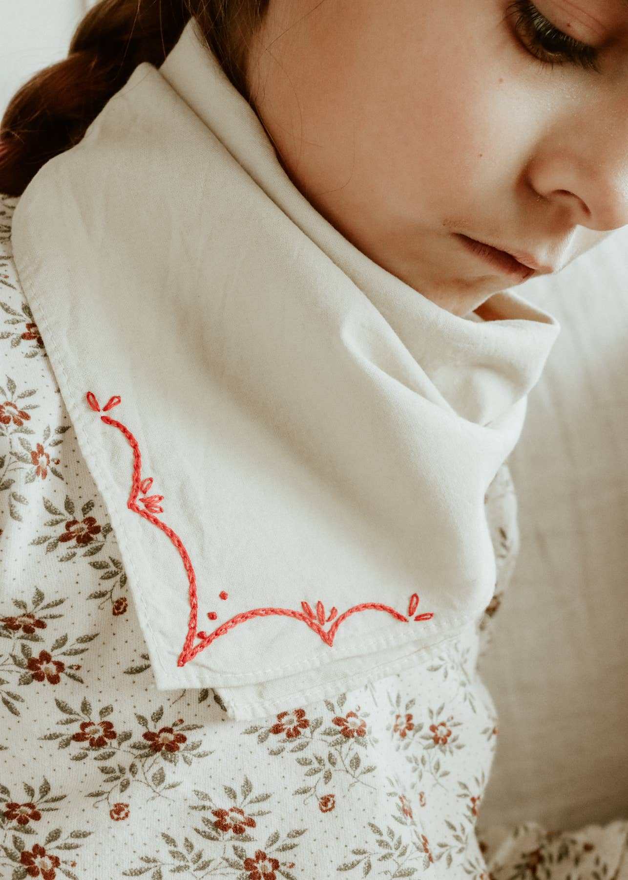 Hand embroidered RODEO cotton bandana, hand dyed 