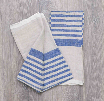 Brittany Tea Towels, Natural & Blue, Set of 2
