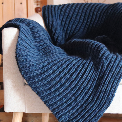 "Cannes" Chunky Knit Throw Blanket, Wool Blend