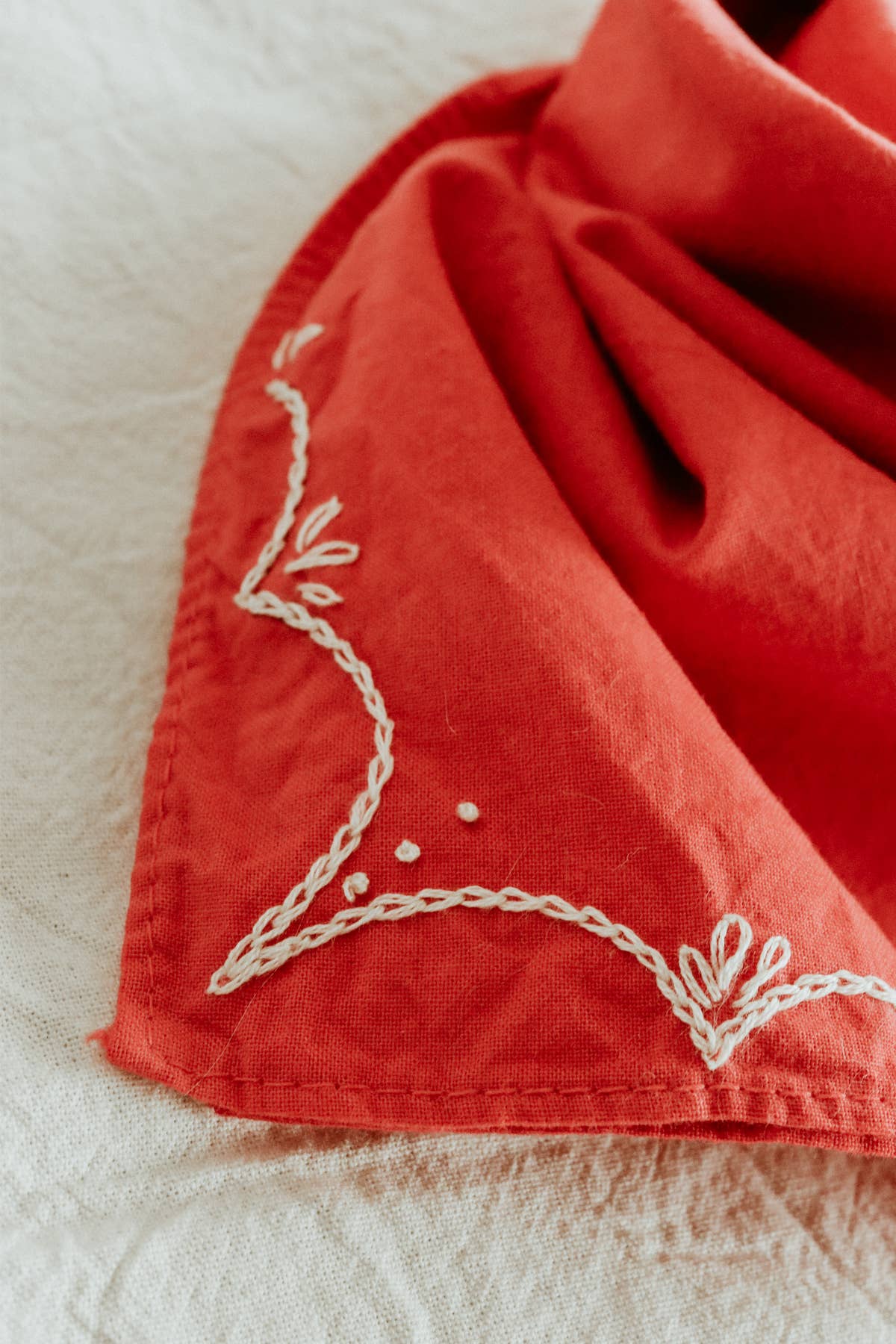 Hand embroidered RODEO cotton bandana, hand dyed 