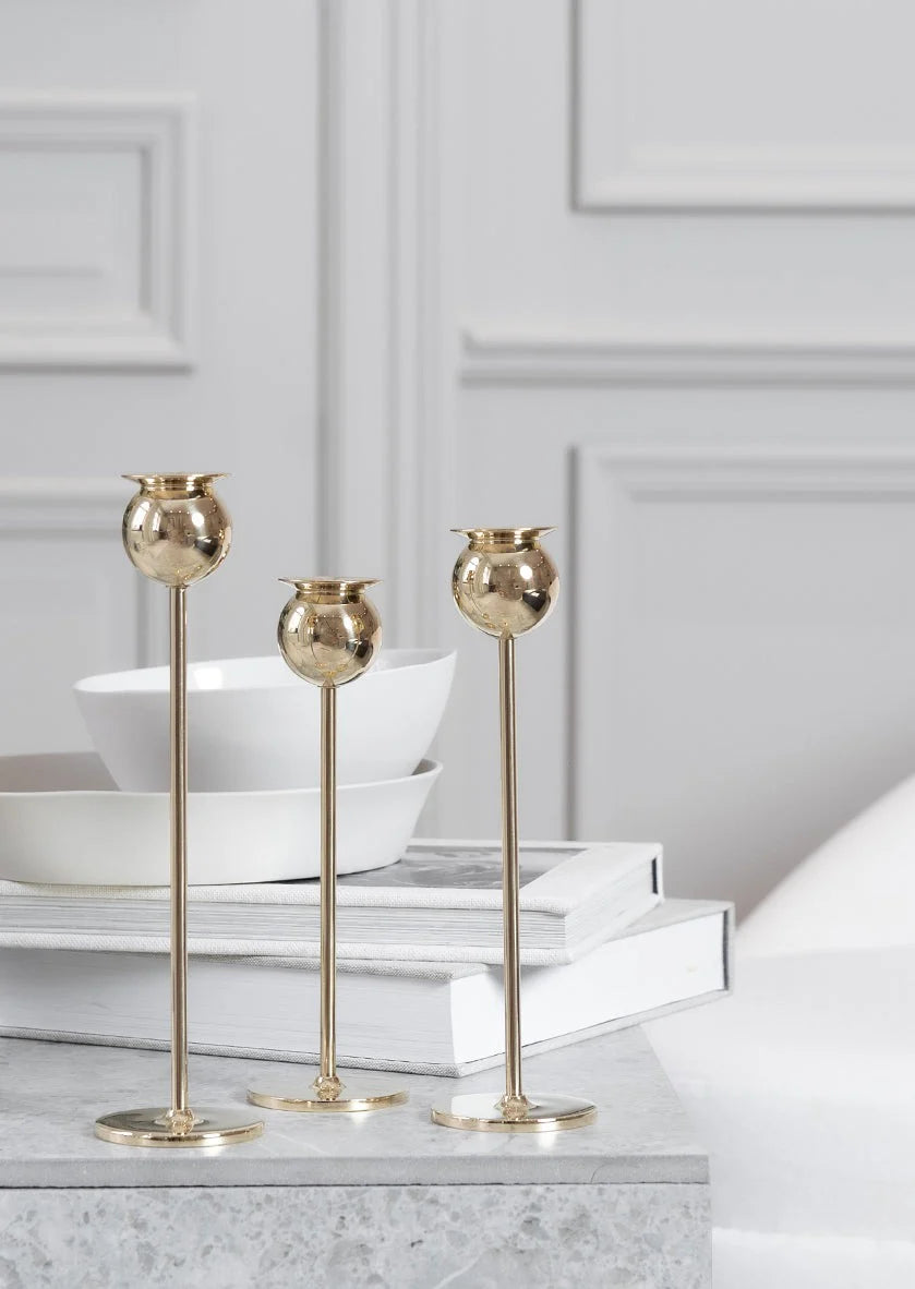 Skultuna brass tulip candle holders set of 3