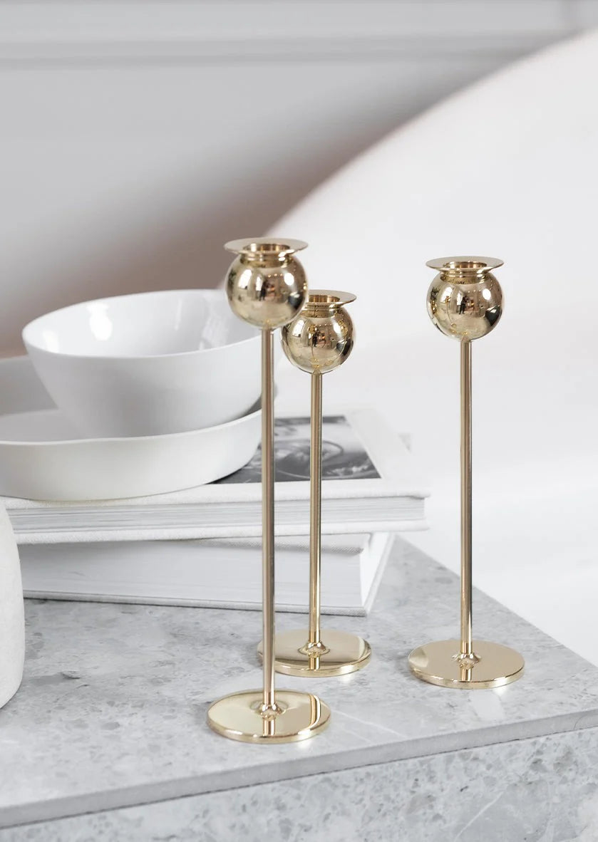 Skultuna brass tulip candle holders set of 3