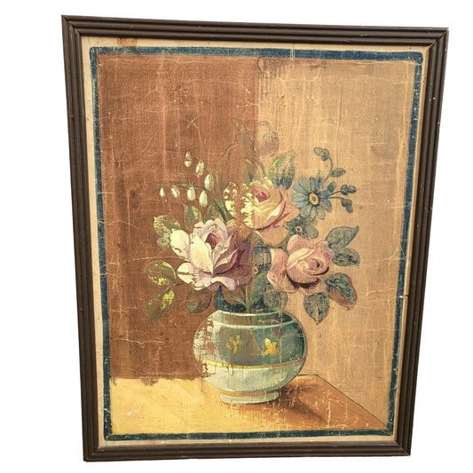 Antique French Still Life, Oil on Panel, 19th Century,