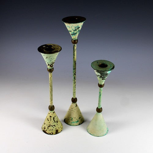 French Mid-Century Vintage Candle Holders Sticks - Set of 3